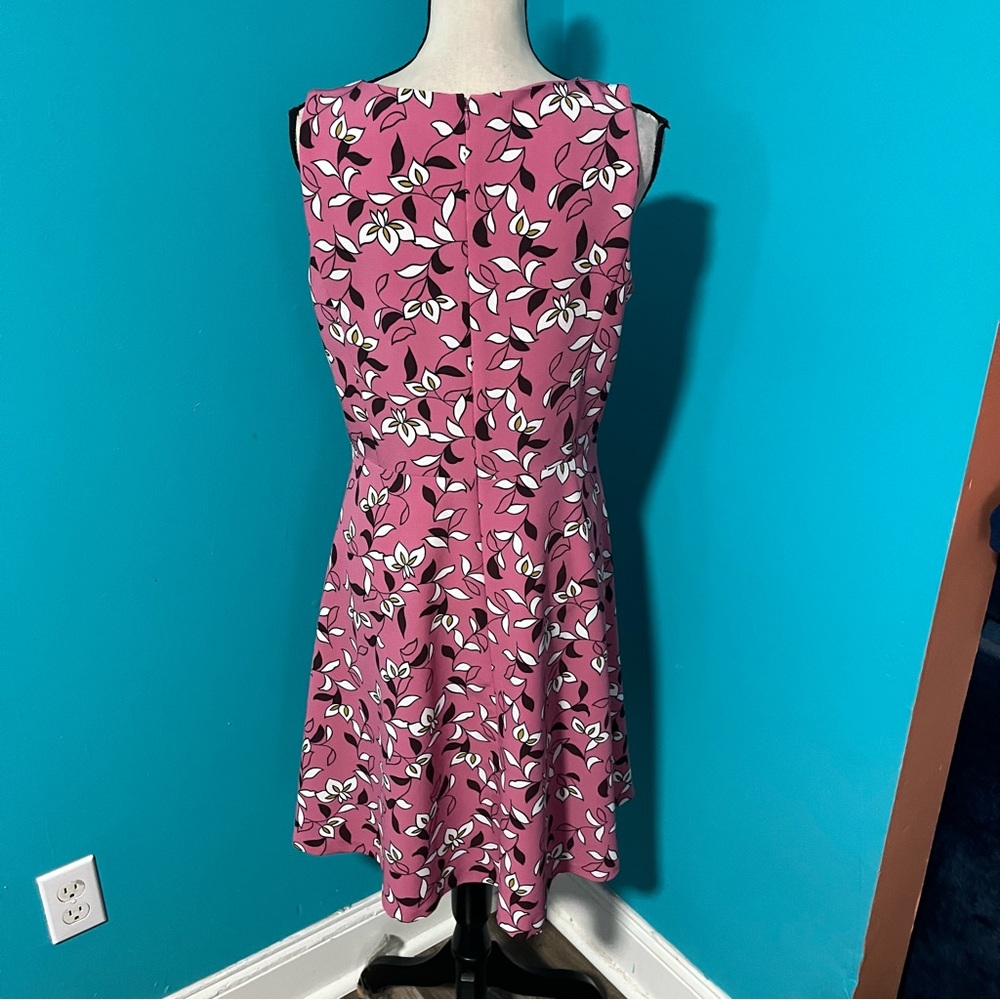 Ann Taylor 10 Pink Floral Print Sleeveless A-Line Dress - Picture 4 of 5